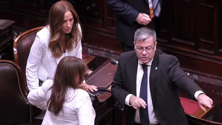 Germán Martínez, junto a Victoria Tolosa Paz, ambos diputados de UxP