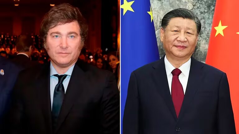 El presidente argentino Javier Milei y el líder chino Xi Jinping