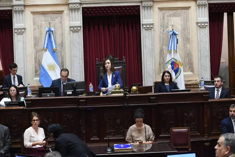 Victoria Villarruel al frente de la sesión del Senado (Foto: Senado de la Nación)