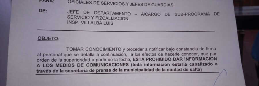 En Tránsito, vía memorándum les prohibieron “dar información a los medios de comunicación”