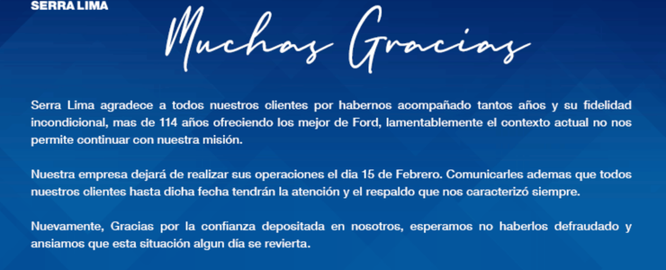 Cierra Serra Lima, la emblemática concesionaria de Ford, después de 114 años