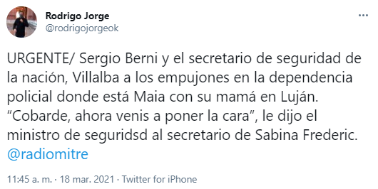 “Cobarde, ahora venís a poner la cara”, Sergio Berni a los empujones con el secretario de Sabina Frederic