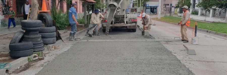 Colocaron nuevo hormigón sobre la calle Zacarías Yanci