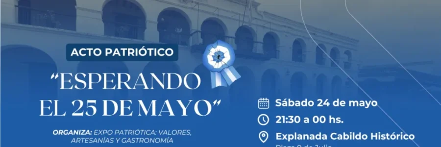 Se llevará adelante en la explanada, “Esperando el 25 de Mayo”, desde las 21:30 hasta la medianoche