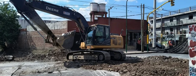 Obras pluviales: comenzó la excavación en San Martín y Olavarría