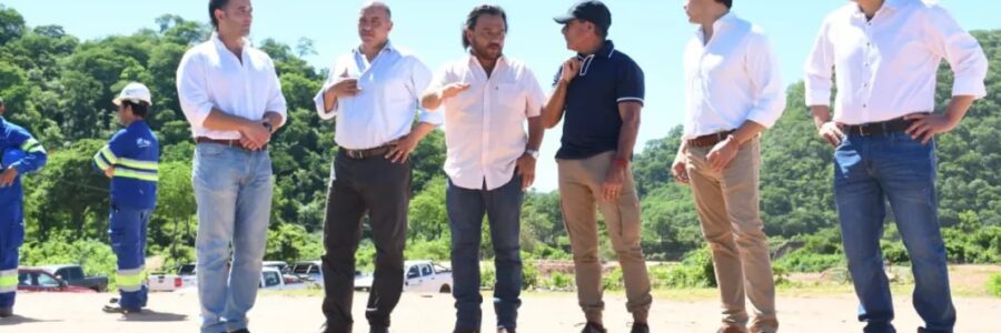 El Gobernador verificó el alteo del dique El Limón que duplica la reserva de agua para el departamento San Martín