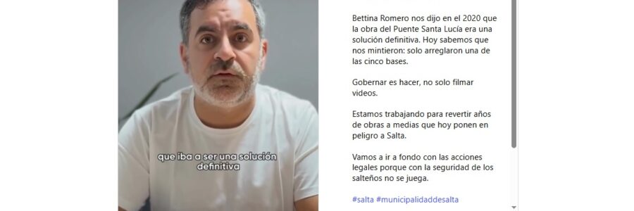 La Municipalidad analiza acciones legales contra la exintendenta Bettina Romero por el puente de Santa Lucía