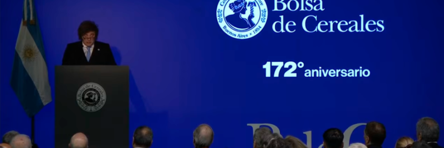 Javier Milei anunció una baja en las retenciones para el trigo, la cebada y la soja
