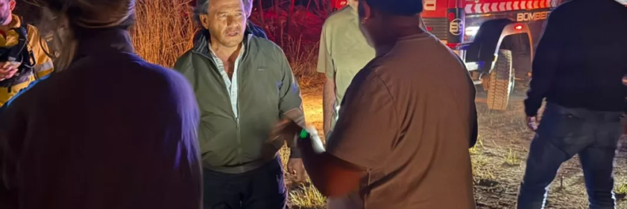 El gobernador Sáenz supervisó el operativo de emergencia por incendios entre Campo Quijano y Rosario de Lerma