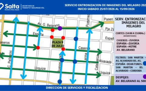 Operativo de tránsito por la entronización de las imágenes del Señor y la Virgen del Milagro